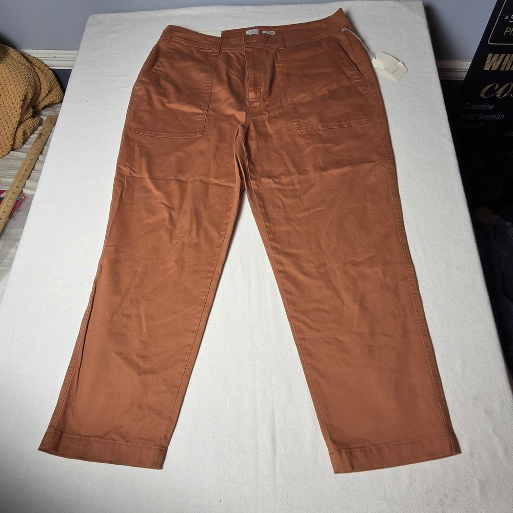 A New Day Women 18 High Rise Slim Stretch Patch Pocket Pants Brown Rust
